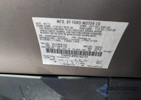 2015 Ford Police Interceptor z USA, uszkodzony, nr VIN 1FAHP2L89FG162131